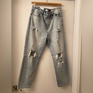 Distressed mom jeans